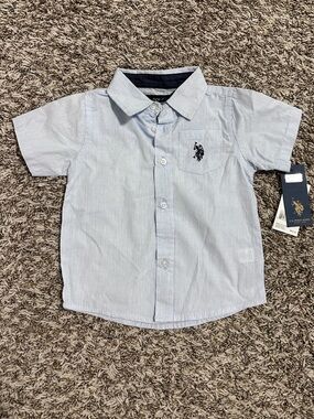 U.S. Polo Assn. Boys' Light Blue Short Sleeve Button-Down Shirt NWT size 18m